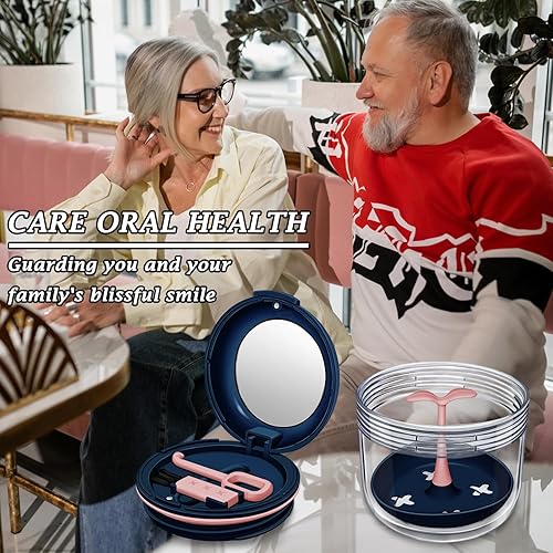 Miniatura 9 de Estuche de dentadura postiza, baño de prótesis absolutamente a prueba de fugas, práctico estuche de dentadura con colador para dentaduras,