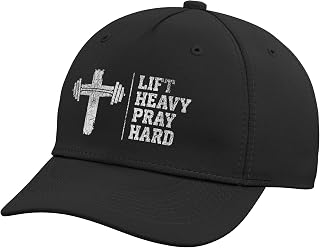 Lift Heavy Pray Hard Christian Barbell Cross Gym Workout Adjustable Baseball Hat