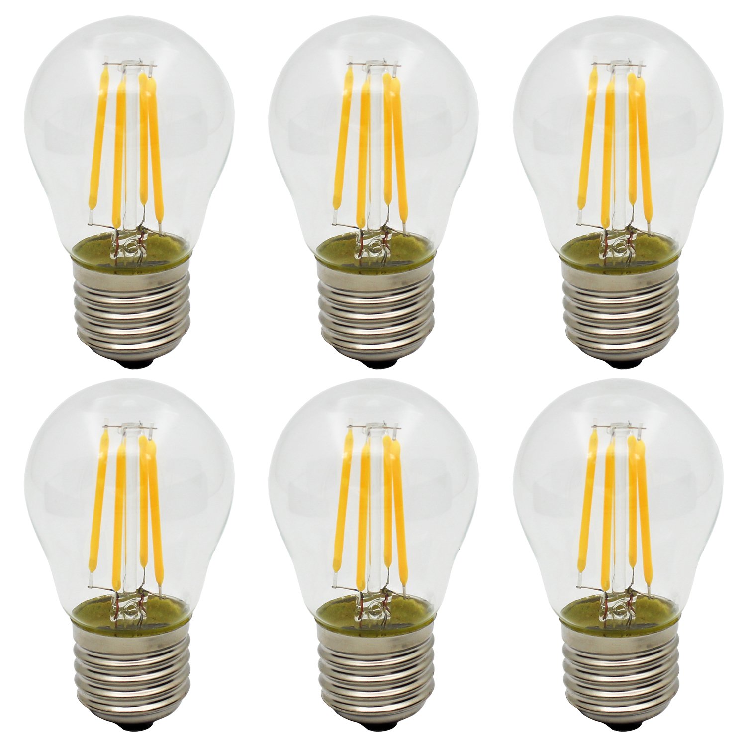 G45 E27 4W 300LM Retro LED Filament Light Bulb Edison Vintage Bulbs, Not Dimmable, 2700K Warm White, 30W Incandescent Equivalent, AC 220-240V, 6 Pack