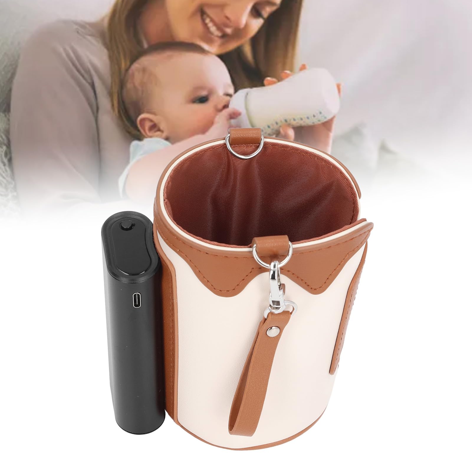 Scaldabiberon portatile 21 marce Scaldabiberon con temperatura regolabile Scaldabiberon universale ricaricabile con display digitale Borsa riscaldante for latte for bambini for viaggi e casa (marrone)