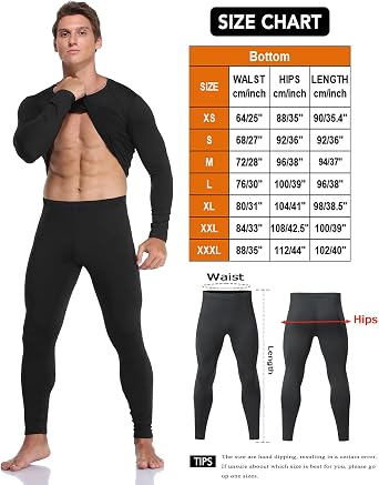 1 or 3 Pack Mens Long Johns Thermal Pants, Fleece Lined Lightweight Base Layer Bottoms, Compression Leggings Winter Gear