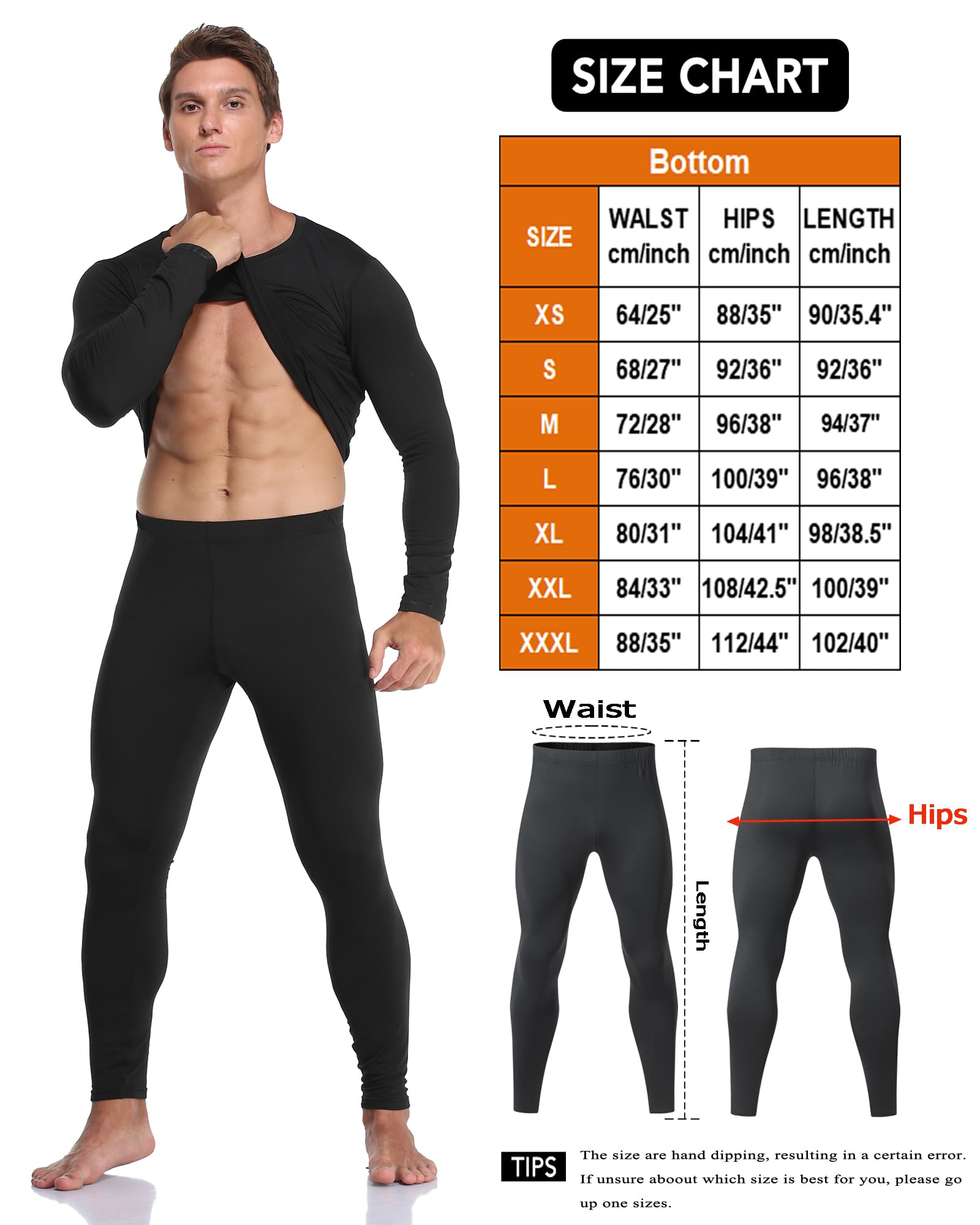 Confezione da 1 o 3 pantaloni termici lunghi da uomo, foderati in pile, leggeri, leggings a compressione, abbigliamento invernale