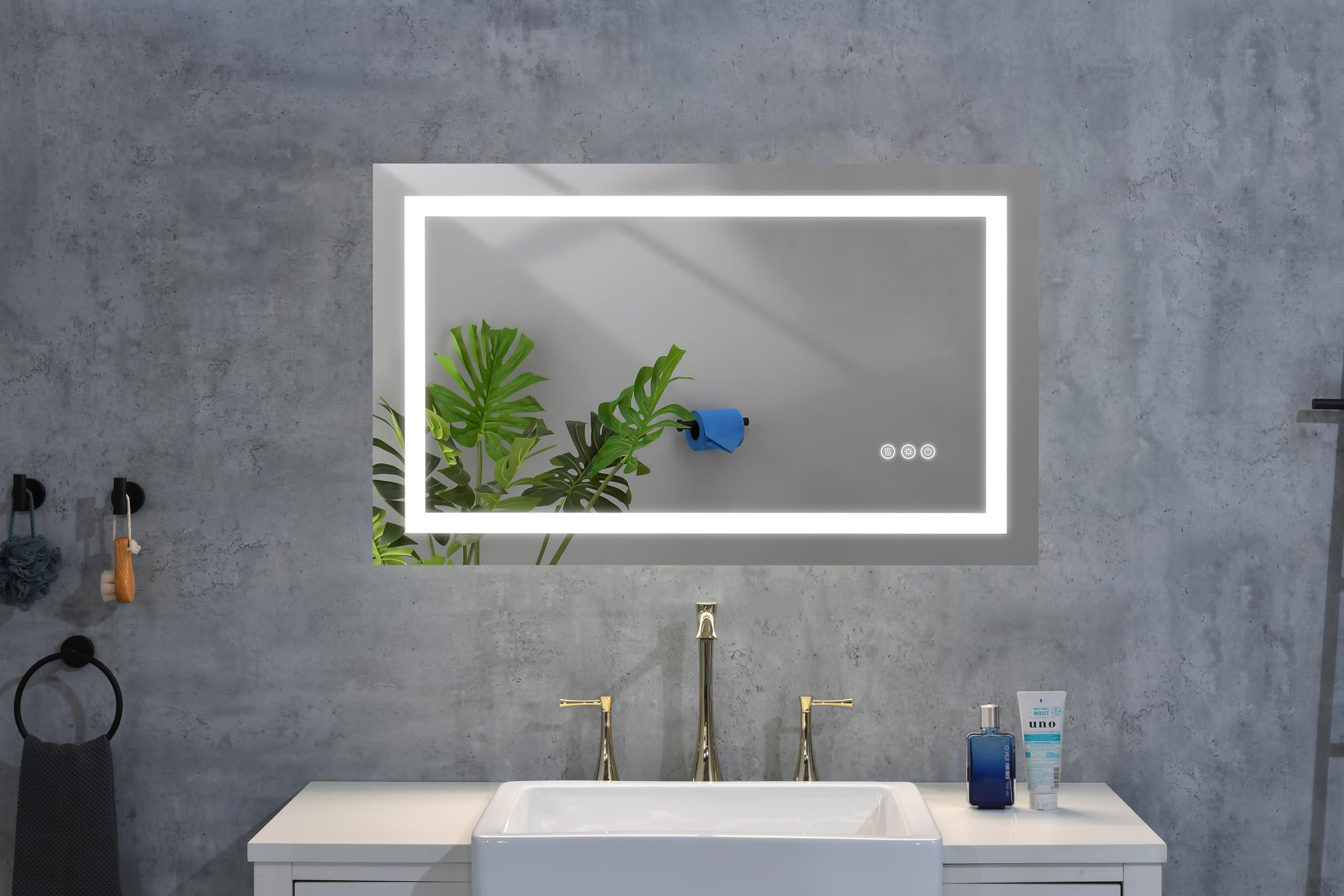 LED Bathroom Mirror 40 "x 22" with Front and Backlight, Large Dimmable Wall Mirrors with Anti Fog, Memory, 3 Colors, LED Vanity Mirror