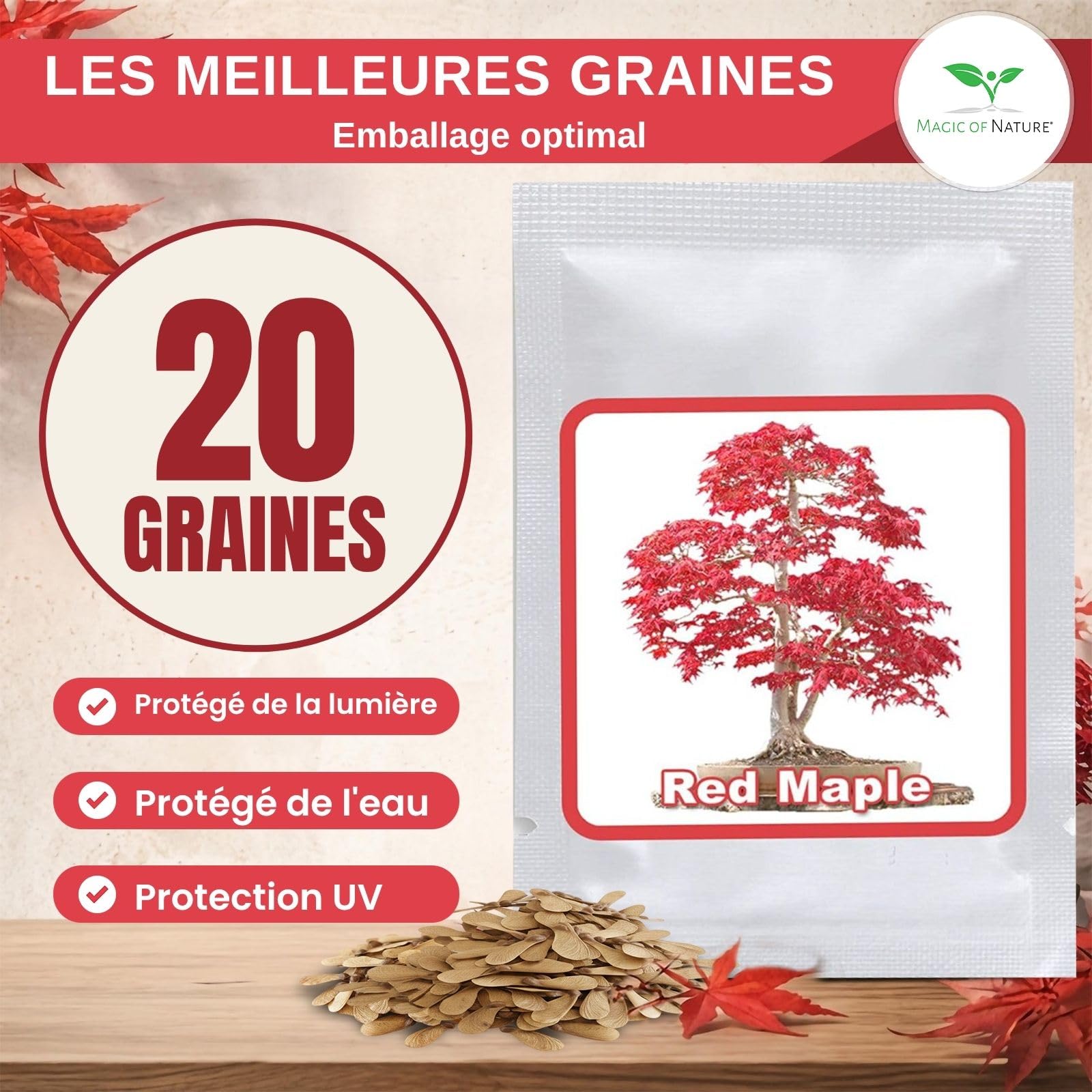 Magic of Nature: Graines d'Érable du Japon Rouge (20 Pcs) - Adapté au Bonsaï