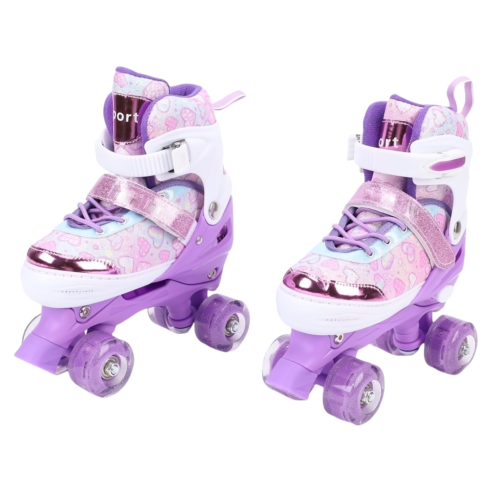 Cryfokt Patins à roulettes pour Enfants, Roue Clignotante Réglable en 4 Tailles, Roulements ABEC, Triple Protection pour Patins à roulettes pour Filles, Filles âgées de 6 à 12 Ans