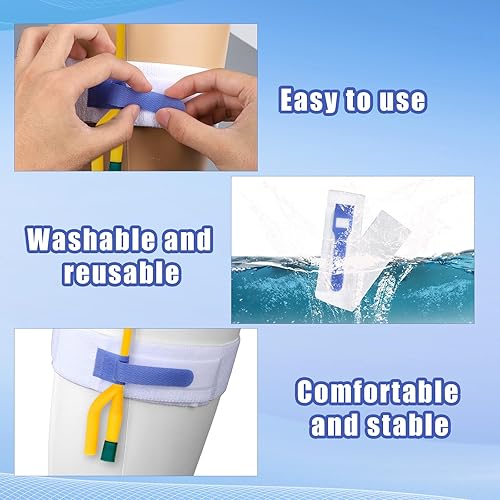 Miniatura 4 de 4 correas de catéter Foley con agarre de silicona, soporte de catéter urinario de poliéster de 24.8 x 1.97 pulgadas para bolsa de drenaje,