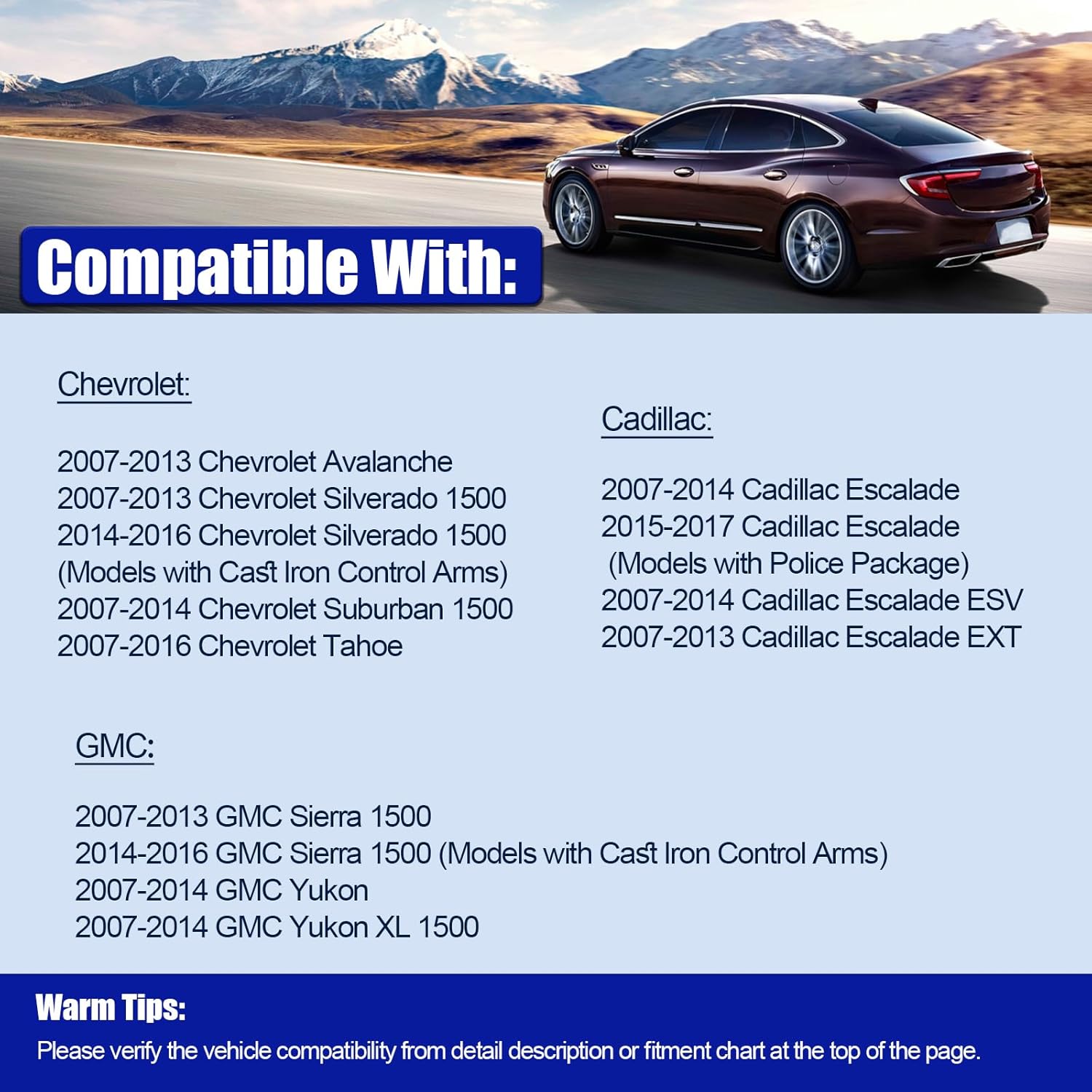 LCWRGS Front Upper Control Arms for 2007-2016 Chevy Silverado Tahoe Avalanche Suburban GMC Sierra Yukon XL Cadillac Escalade ESV EXT with Ball Joint K80669 K80670-2pcs