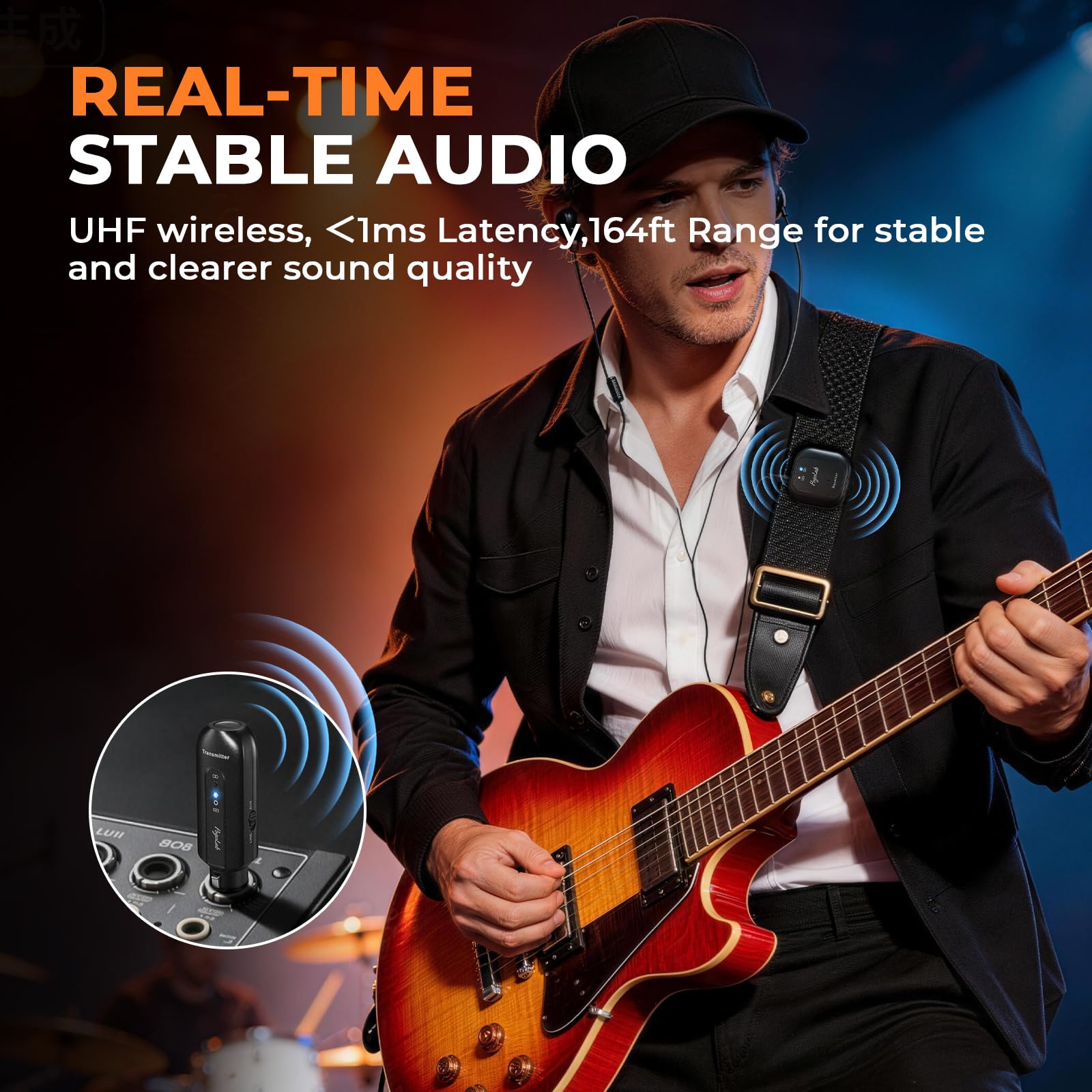 POGOLAB Système de moniteur intra-auriculaire UHF avec connecteur XLR, système de moniteur intra-auriculaire portable sans fil avec contrôle du volume et 2 modes d'entrée, idéal pour les répétitions