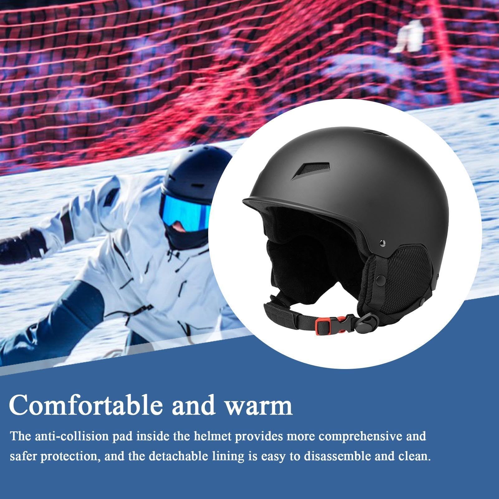 Casques pour Adultes, Casque de Snowboard pour Femmes Équipement de Ski | Couvercle de la tête de ski de protection avec clip de sangle de lunettes pour
