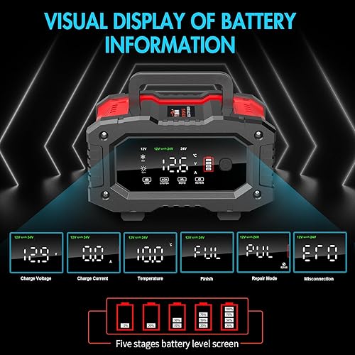 Miniatura 5 de YONHAN LiFePO4 - Cargador de batería de automóvil de 20 amperios, 12 V24 V, de plomo ácido, cargador de batería portátil para automóvil, camión,