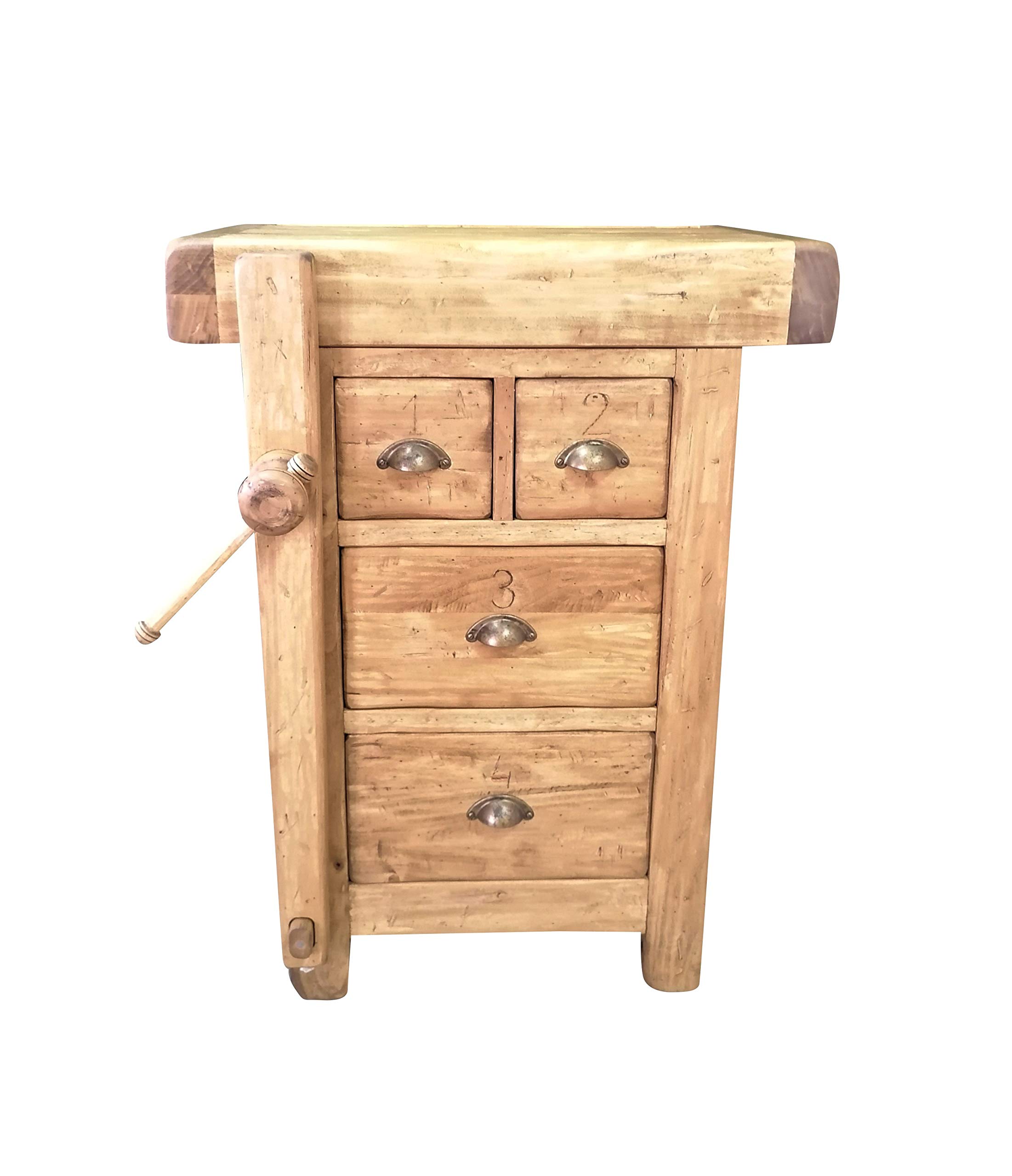 Biscottini Mesa Alta de Trabajo, 82 x 57 x 64 cm, Fabricada en Italia, Isla de Cocina, encimera de Madera Maciza, mostrador de Cocina, encimera de Madera