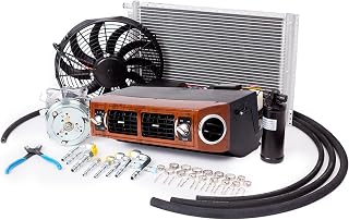 Universal Underdash AC Kit with Quick Fit & 2A-V Belt Pulley – A/C Under dash Evaporator 432-1 (Walnut) 12v 12,700 BTU – Vintage & Classic Car AC Kit