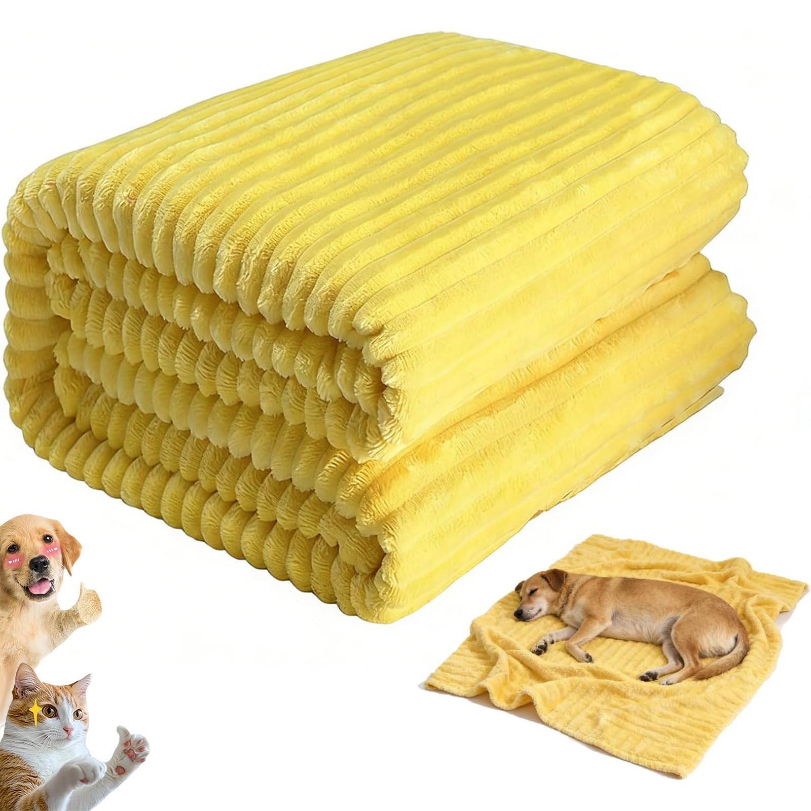 Pnedeodm Emotional Support Blanket Yellow, Emotional Support Yellow Dog Blanket, Calming Blanket for Dogs and Cats, Soft Faux Rabbit Fur Pet Comforter for Couch, Bed, and Kennel (S)