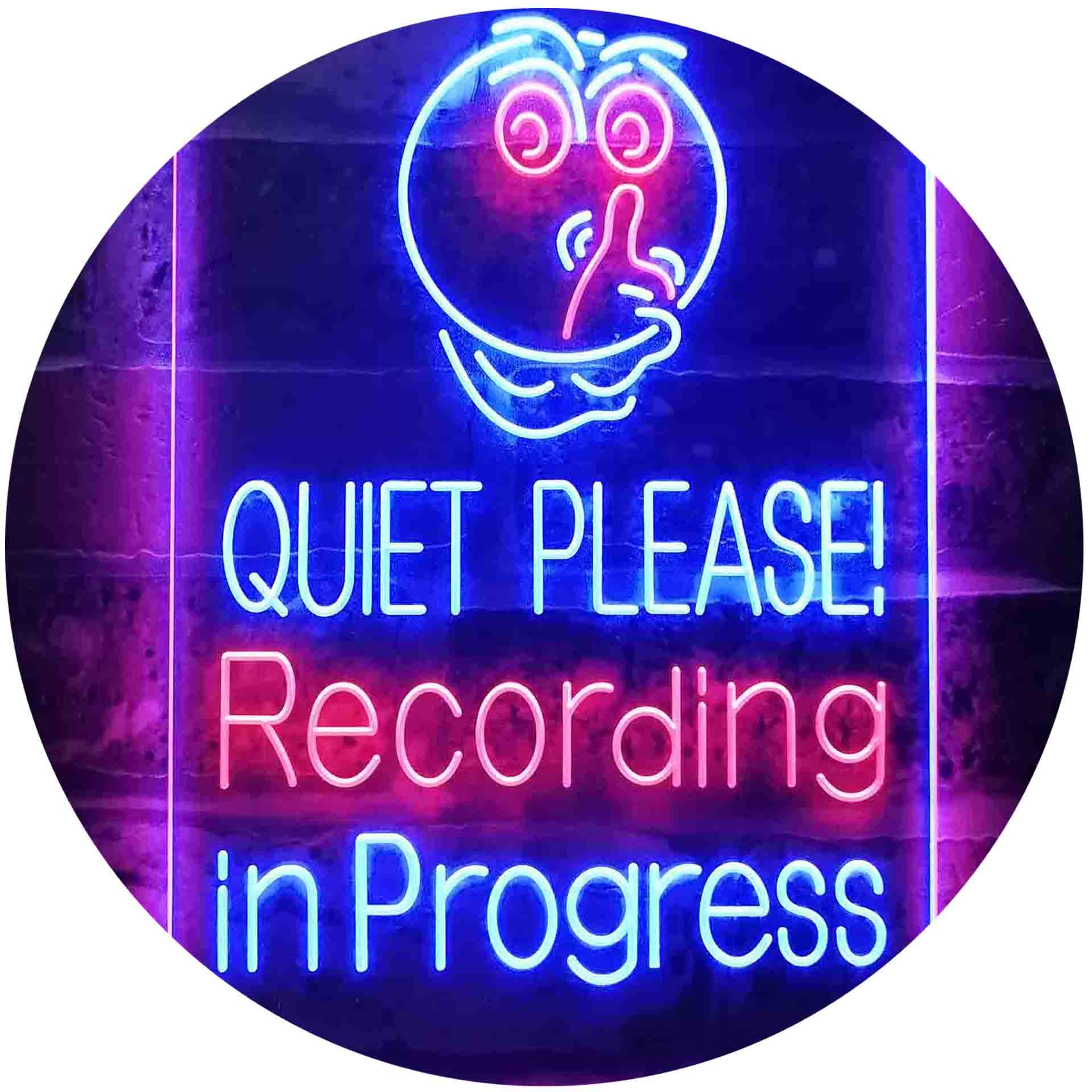 ADVPRO Quiet Please Recording In Progress Studio Dual Color LED Neon Sign Red & Blue 210 x 300mm st6s23-i3580-rb โ image 1