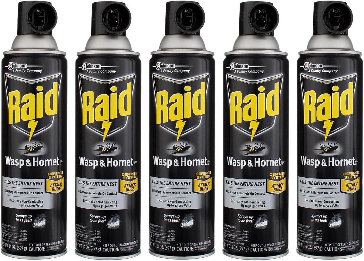 Raid Spray asesino de avispas y avispones, 14 oz (paquete de 5)