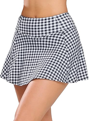 1a1a Faldas de tenis y golf para mujer con pantalones cortos y bolsillos de cintura alta, falda pantalón atlética deportiva