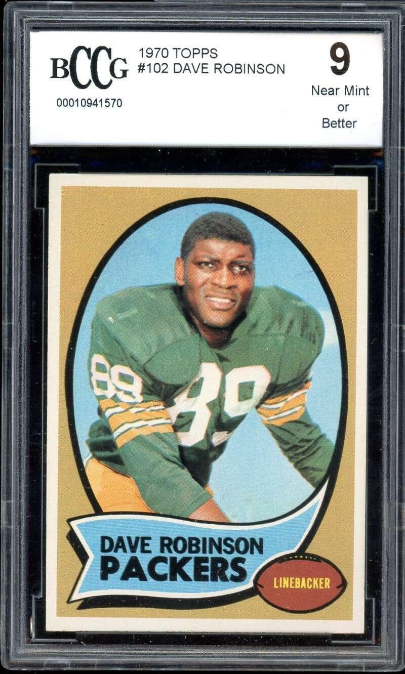 Dave Robinson Card 1970 Topps #102 BGS BCCG 9 - Unsigned Football Cards