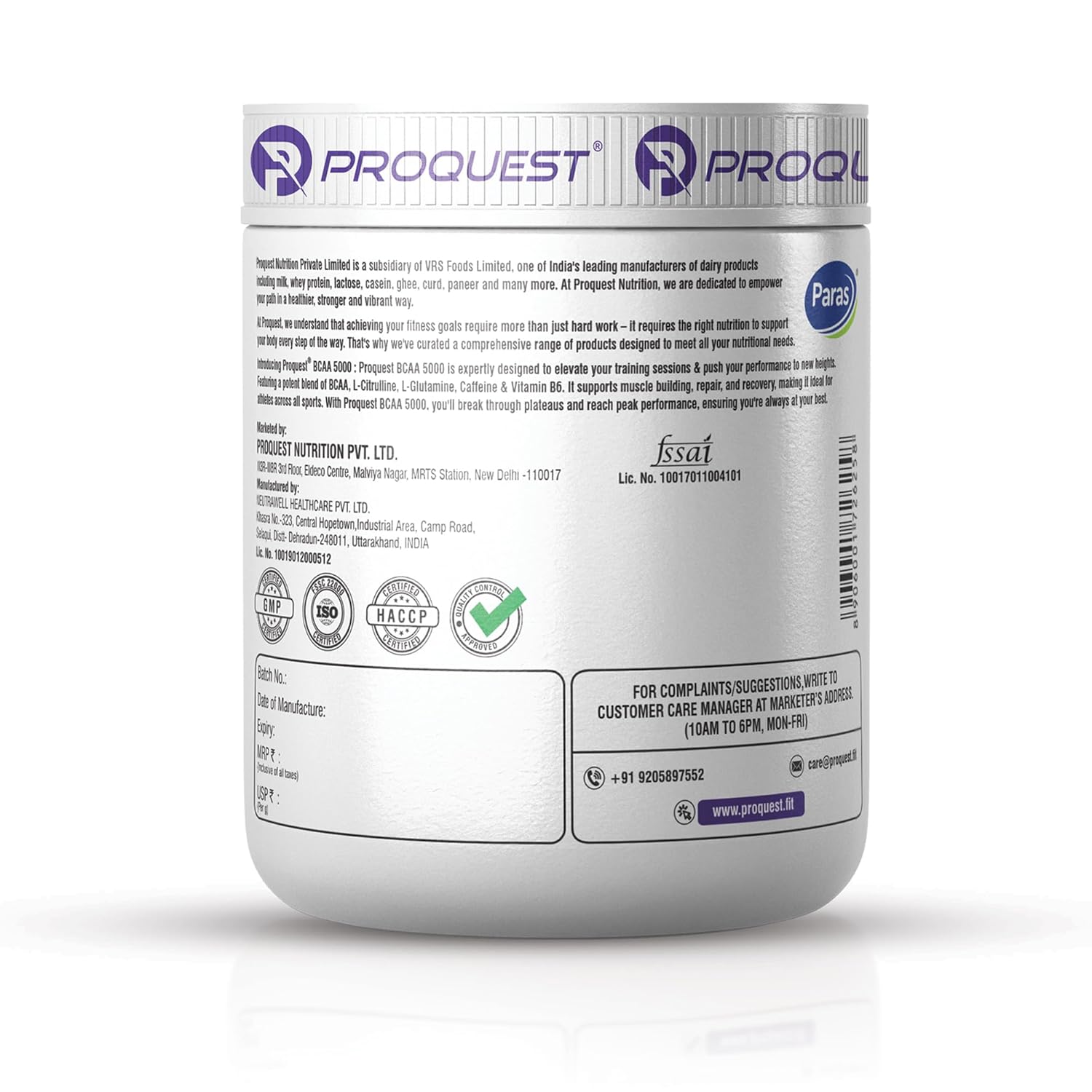 Proquest Nutrition BCAA 5000, 5G BCAAS in 2: 1: 1 optimal ratio (240g, 30 servings) Namkeen Watermelon Taste | Supplementing powerful intra workout for men and women for muscle recovery, hydration and endurance Proquest Nutrition BCAA 5000, 5G BCAAS in 2: 1: 1 optimal ratio (240g, 30 servings) Namkeen Watermelon Taste | Supplementing powerful intra workout for men and women for muscle recovery, hydration and endurance