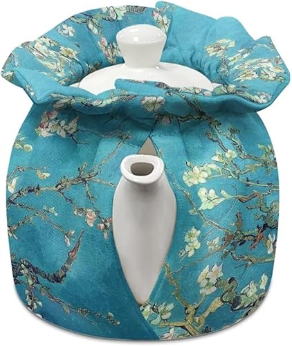 Miniatura 8 de DISNIMO Van Gogh - Té de noche estrellada acogedor, tetera roja, a prueba de polvo, aislada, para mantener el calor, mesa de cocina, accesorios