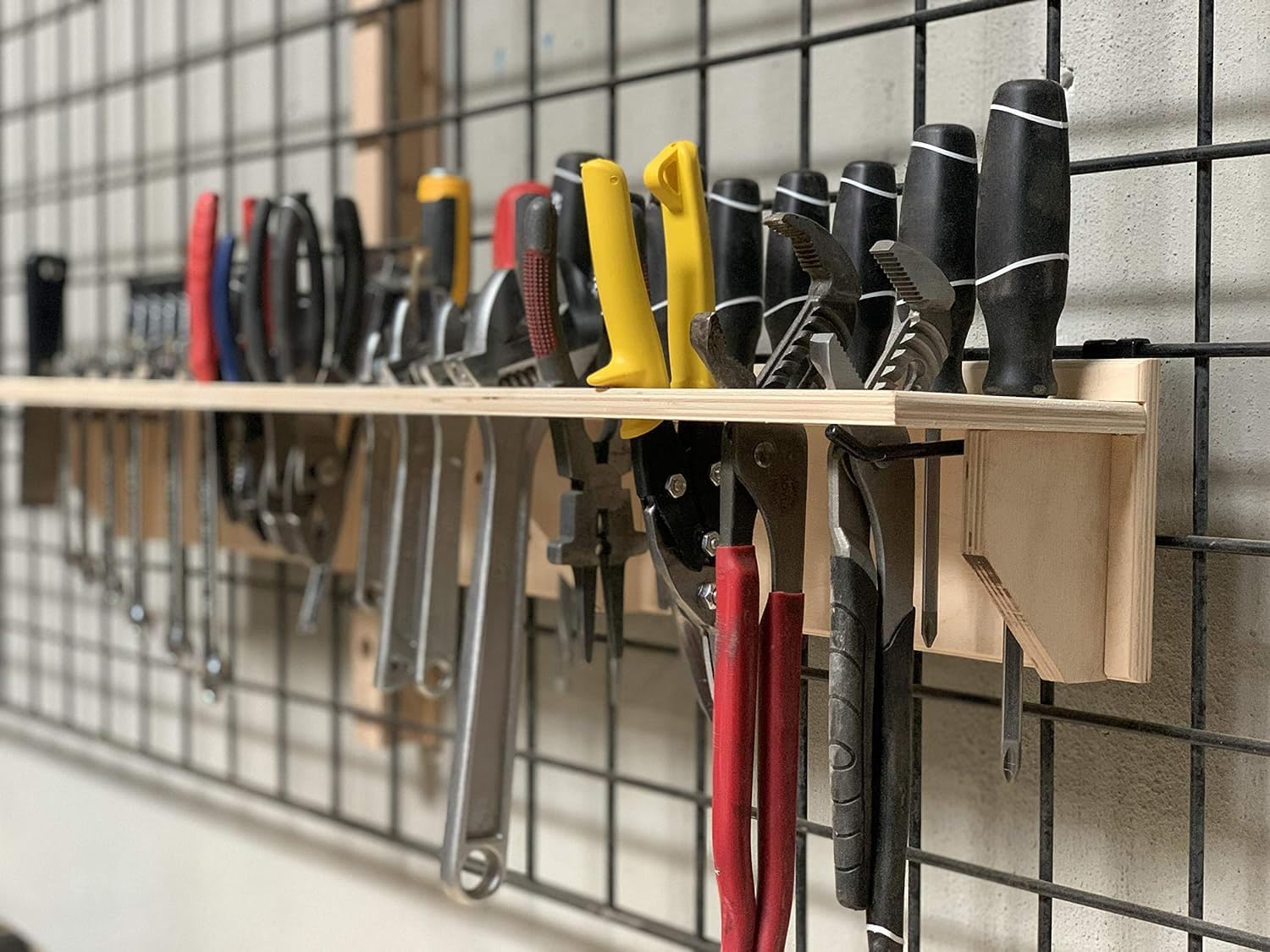 Hand Tool Holder Organization Storage Rack Wood Shelf Organizer 48-Slot Birch Plywood fits Screwdrivers Wrenches Hammers Pliers