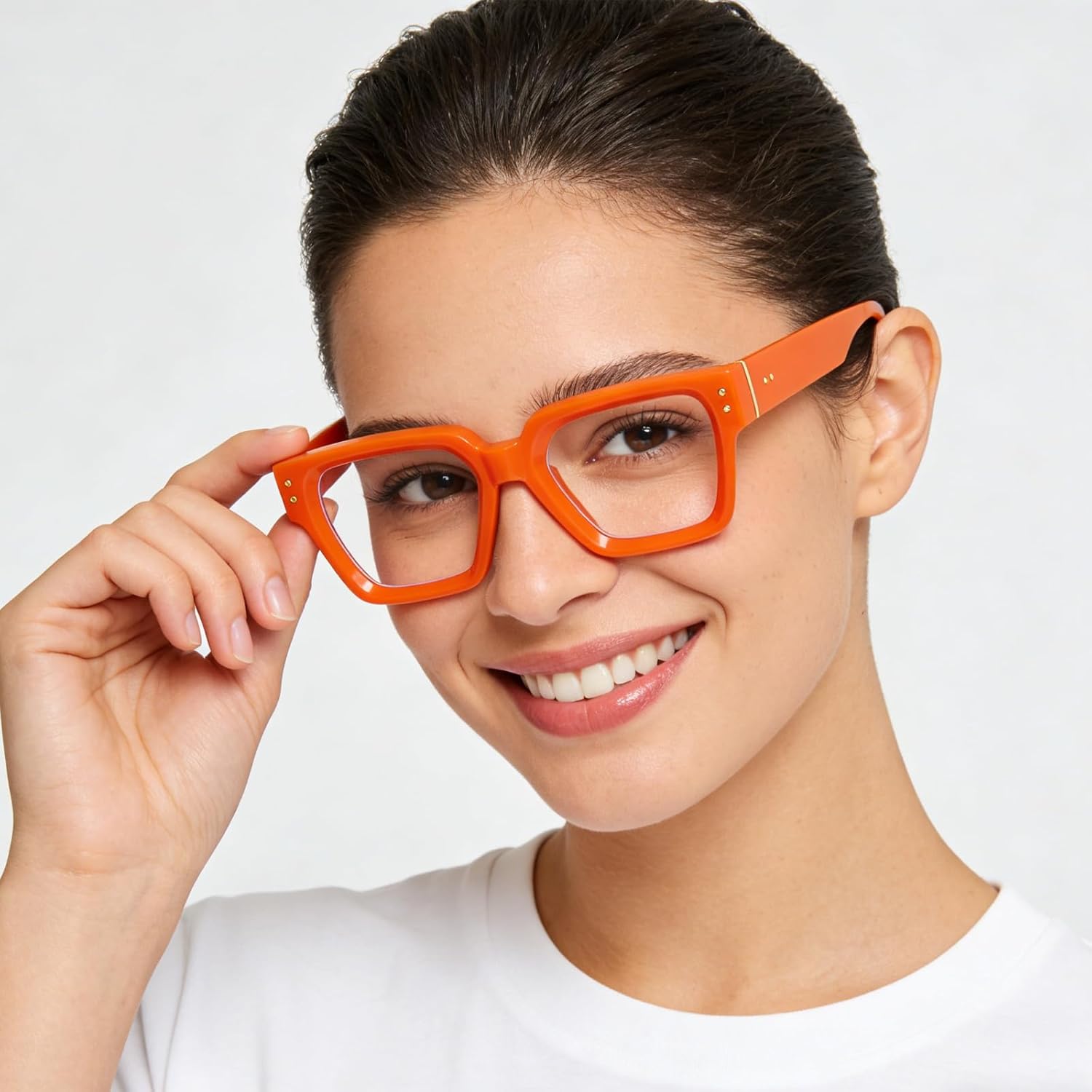 PORADAY Square Blue Light Glasses for Men Women Fashion Thick Frame Glasses Trendy Computer Eyeglasses Reading Eyestrain - Image 3