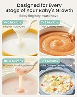 Vista 7 de GROWNSY - Licuadora para comida de bebé con canasta de vapor, procesador de alimentos de 1 paso, cocción automática, licúa, tritura, muele y Azul