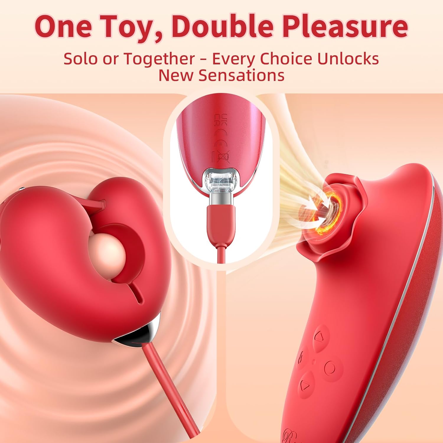 Heating Sex Toys Sucking Vibrator - Detachable Rose Sucker & Nipple Clamps APP Remote Control Clitoral Stimulator with 5 * 5 Suction Adult Toy for Women Female G-Spot Clitoral Nipple Anal Sex Pleasure