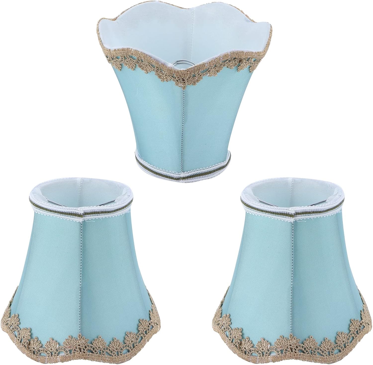 3Pcs Fabric Lampshade Chandelier Lamp Shade Candle Chandelier E14 Lamp Cover ClipType Modern European for Home Hotel KTV Green