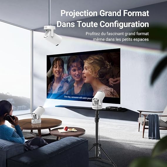 Mini Projector, 4K Support HY300 Ultra Projector with Wifi6 and Bluetooth, 5w Soundbase Speaker, Auto Vertical Keystone 210°Rotatable Portable Proyector for Home Bedroom Outdoor