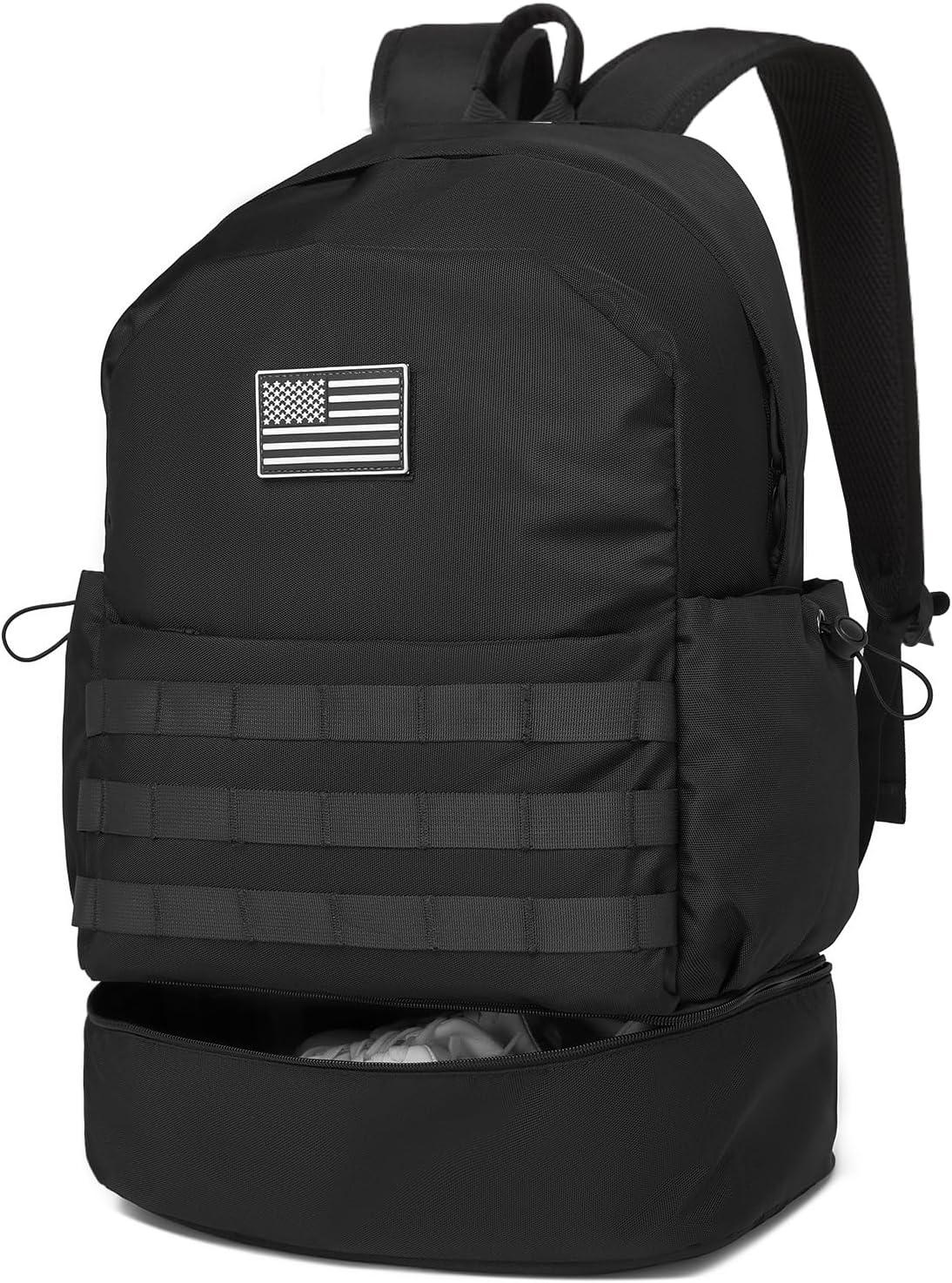 seyfocnia Gym Backpack for Men,Military Tactical Backpack Travel Bag with Shoe Compartment Lightweight Sports Gym Bag Casual Daypack-Black