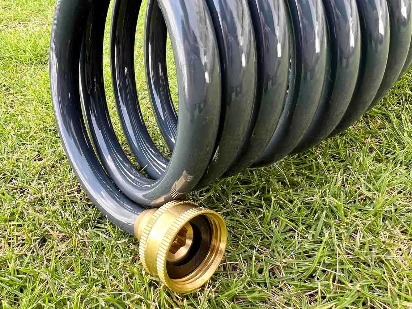 SANFU PU Recoil Garden Water Hose 3/8"ID(9.5 x 12.7mm) x 15ft Premium With 3/4"Inch Brass Fittings Retractable, Outdoor Patio Hose Marine&Boat, Gray - 2Piece