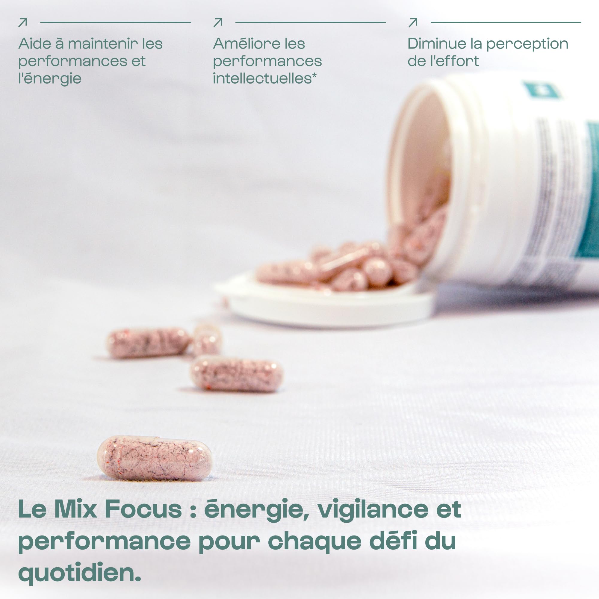 Nutrielement - Mix Focus - 30 gélules - Pre Workout - Astaxanthine - Citicoline - Caféine - Qualité Brevetée - Booste les Performances Physiques et Cognitives | By Nutrimuscle