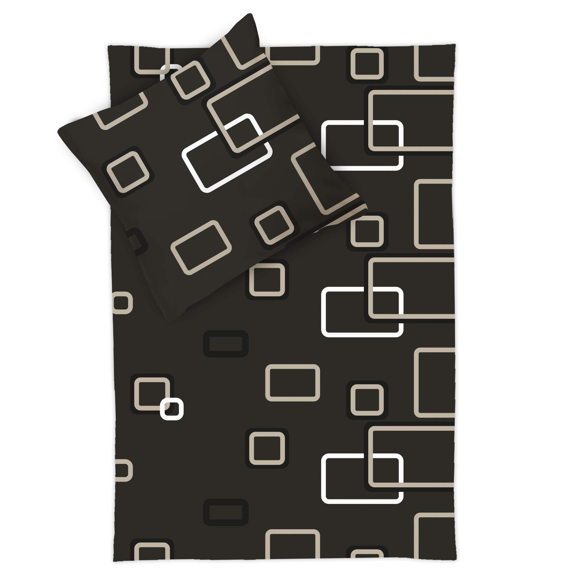 Beautissu Bettwäsche Baumwolle 4teilig Bettwäsche-Sets mit Reißverschluss | 135x200cm Kissenbezug 80x80cm 100% Baumwoll Ganzjahresbettwäsche Set 2x Bettdecken Bezug 135x200 Noa