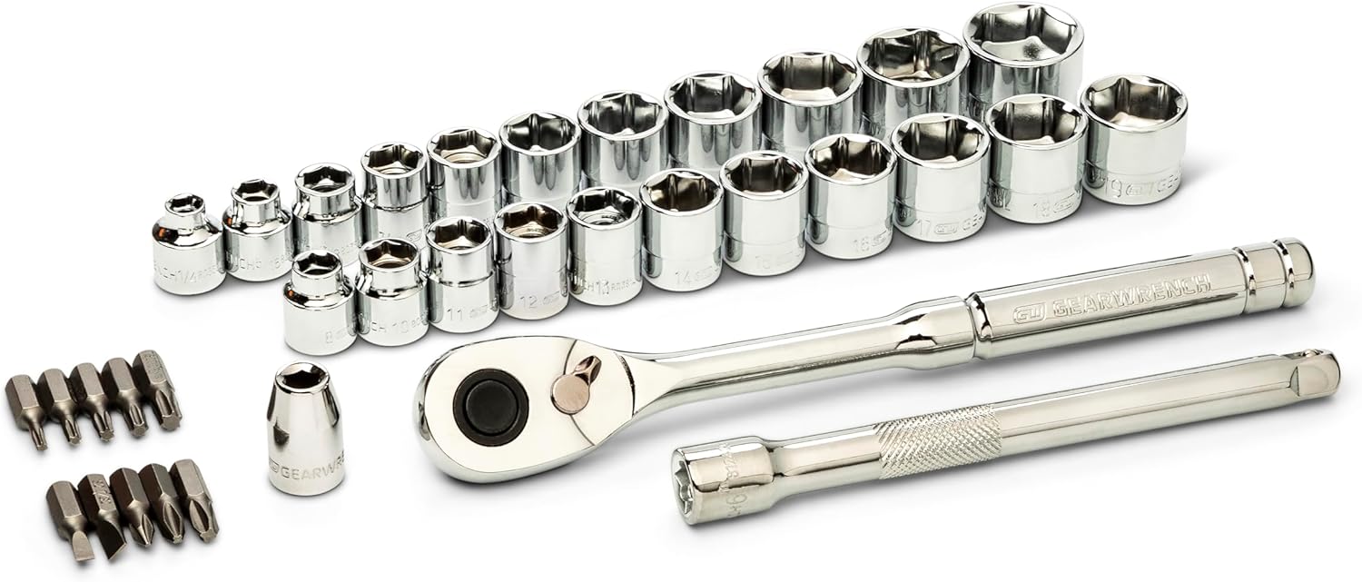 GEARWRENCH 36 Piece 3/8” Drive 72-Tooth 12 Point Drive Mechanics Tool Set | GW72SWS38