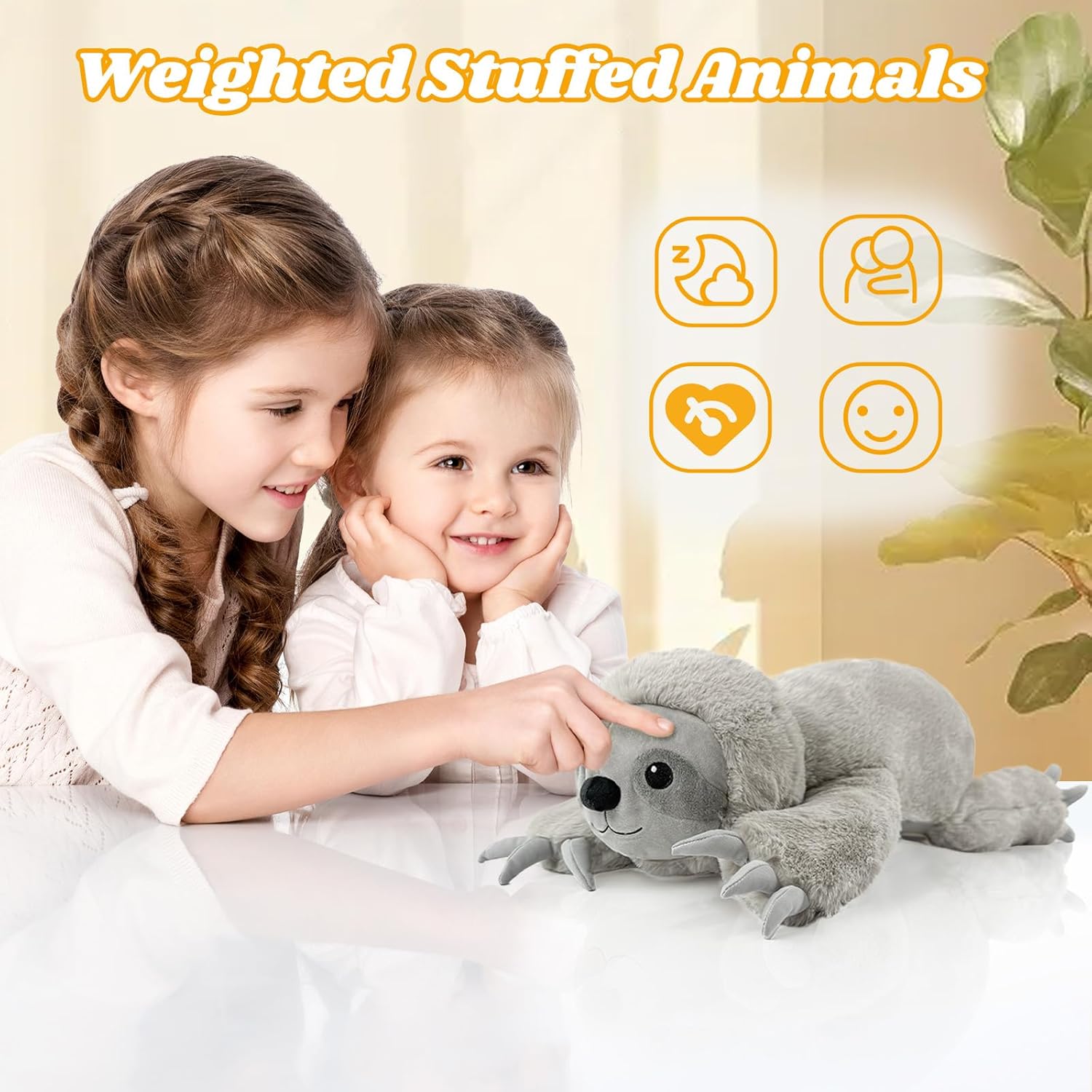 22 Inch 4.5 Lbs Weighted Stuffed Animal Sloth - Large Soft Plush Pillow for Adults & Kids - Cute Weighted Plush Toy, Perfect Birthday for All Ages