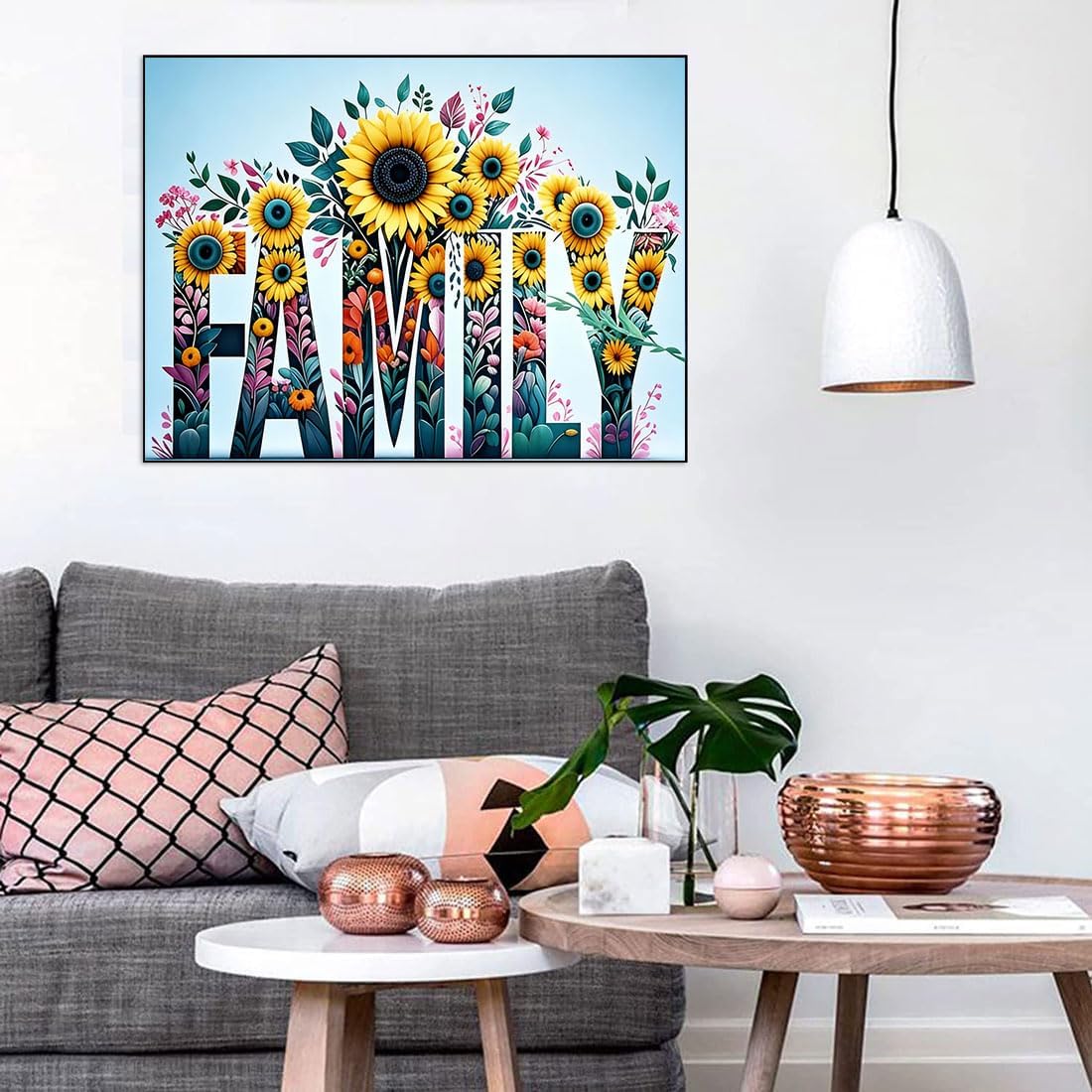 WUSARPLY Family Sunflower Diamond Painting Kits for Adults, Flower Diamond Art Kits Full Drill Diamond Dots Paint with Diamonds Gem Arts and Crafts for Beginner Home Wall Decor