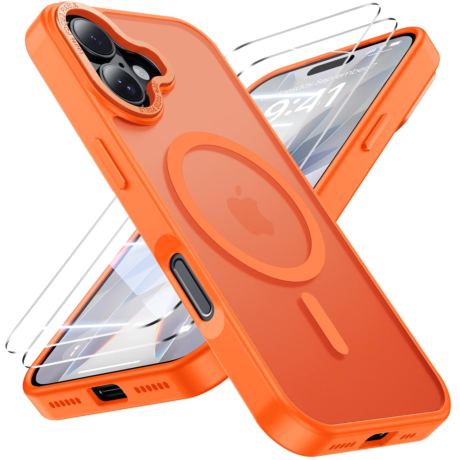 Coque iPhone 17 fine orange qui évite la casse de l'écran