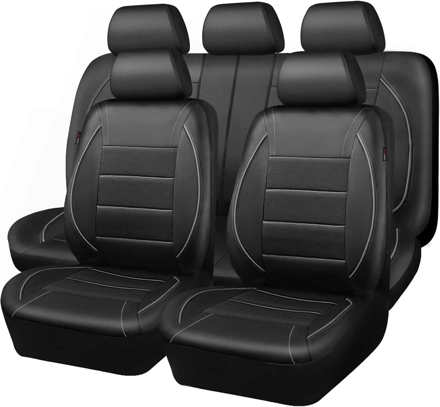 UDXFGJ Full Set Car Seat Protectors for Citroen DS3/DS3 Racing/DS3 Cabrio/DS4/DS5/DS3 Crossback/DS, Full Set Car Seat Covers PU Leather NonSlip Full Set Seat Protectors Covers,Grey