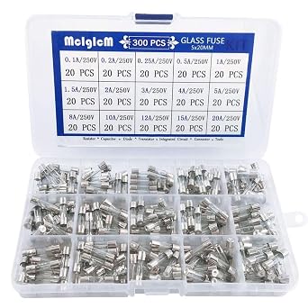 300 Pcs 15 Values 5 x 20mm Fast-Blow Glass Fuse Assortment, 250V 0.1A/ 0.25A/ 0.2A/ 0.5A/ 1A/ 1.5A/ 2A/ 3A/ 4A/ 5A/ 8A/ 10A/ 12A/ 15A/ 20A Tube Fuses | 250V 0.1A/ 0.25A/ 0.5A/ 1A/ 1.5A/ 2A/ 3A/ 4A/ 5A/ 8A/ 10A/ 12A/ 15A/ 20 A
