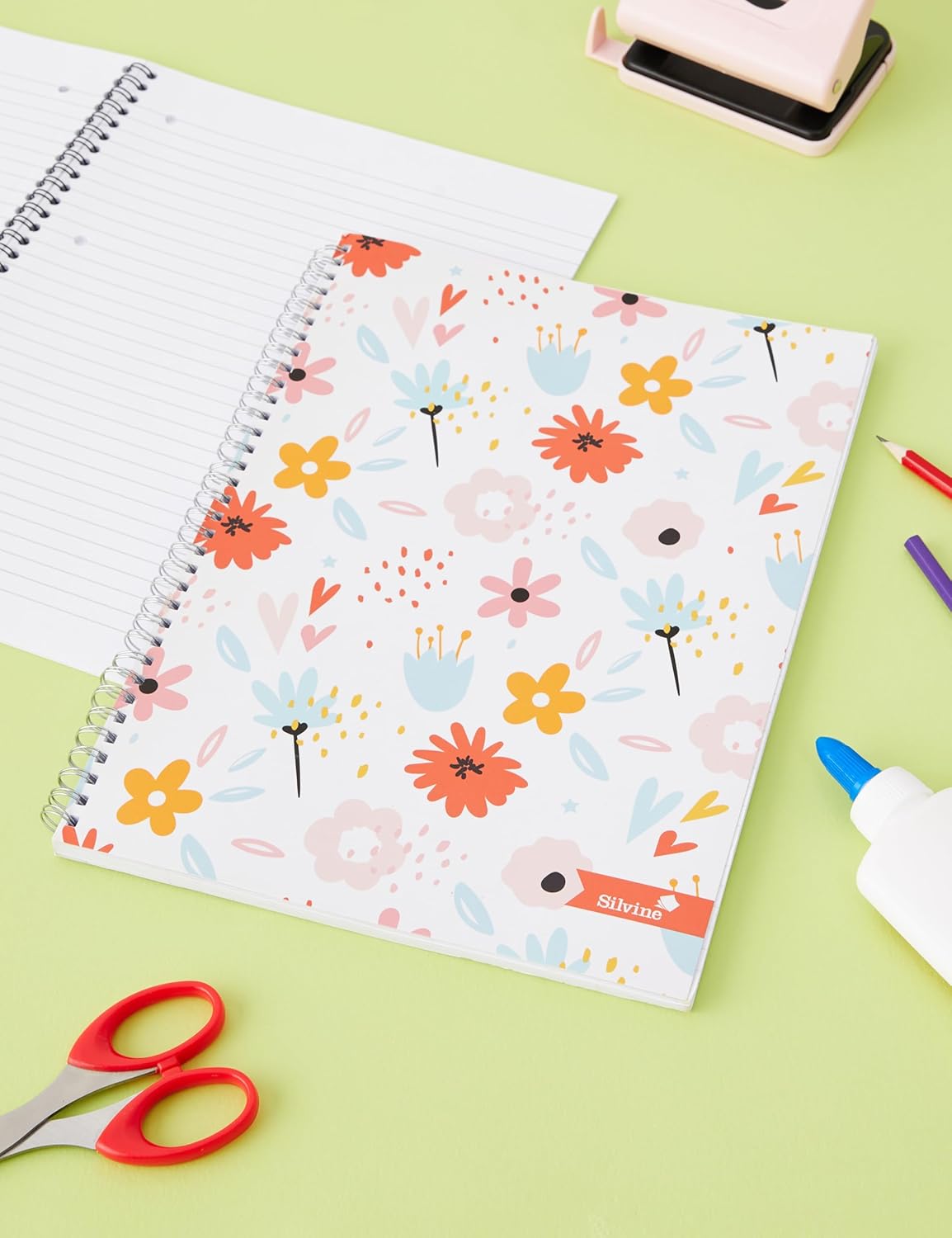 Silvine A4 Wirebound Notebooks, Assorted Marlene West Designs. 160 Pages, Lined with Margin. Ref TWA4MW