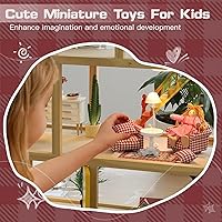 Vista 2 de iLAND Lindos juguetes para niñas de 6 a 8 años, encantadora decoración para casa de muñecas a escala 1/12, juego de sofás de gingham para casa