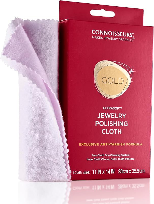 CONNOISSEURS - Extra Large Polishing Cloth - 14x14 Inches | for Silver Jewelry - Ultrasoft Fabric with Anti-Tarnish Formula