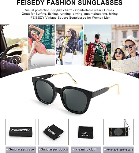 Miniatura 6 de FEISEDY Gafas de sol cuadradas polarizadas clásicas mujeres hombres UV400 lentes B2624