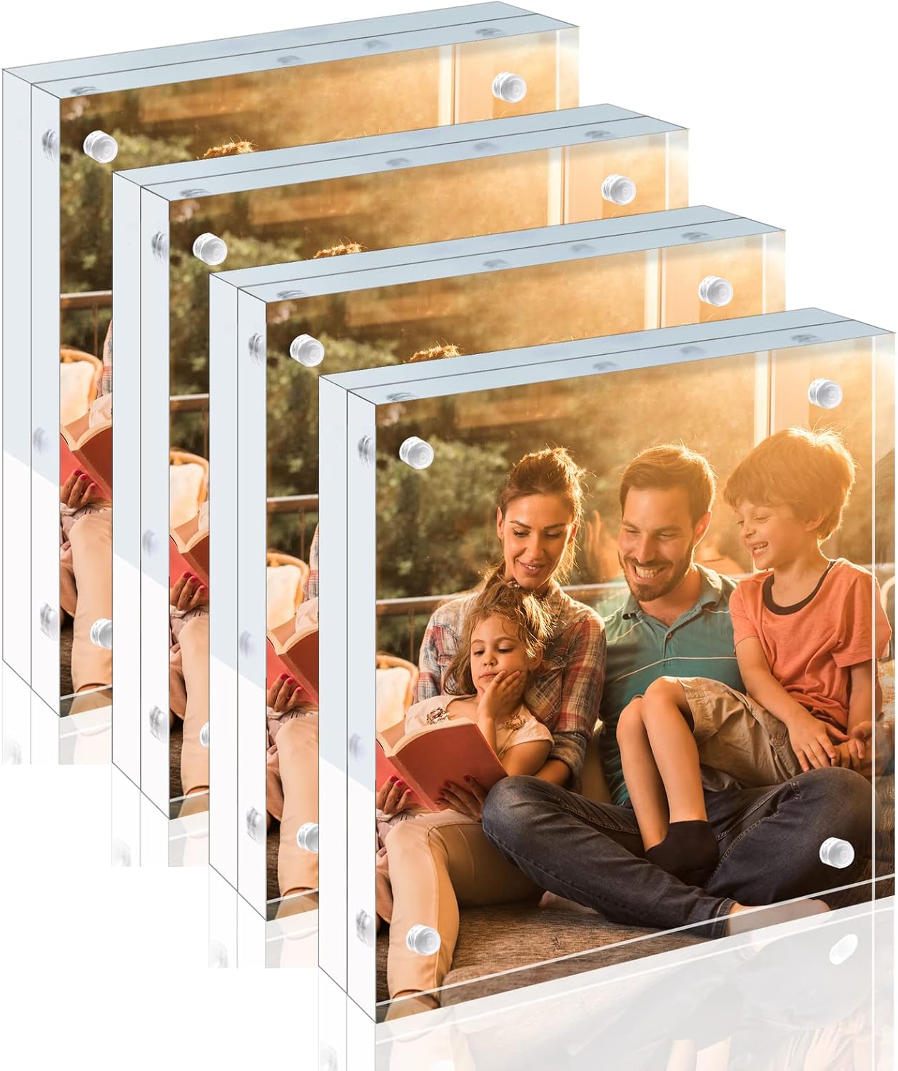 Egofine 4x4 Acrylic Frames 4 Pack, 20mm Thicker Frameless