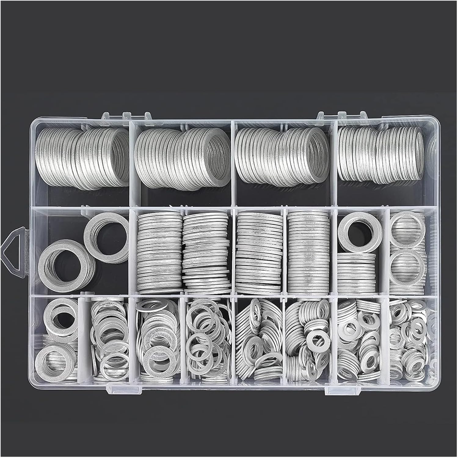 Xwang Store 560 Pieces of 18 Size Automotive Oil Drain Plug Gasket, Oil Proof Washer, Aluminum Flat Washer Combination Kit (M6-M24)