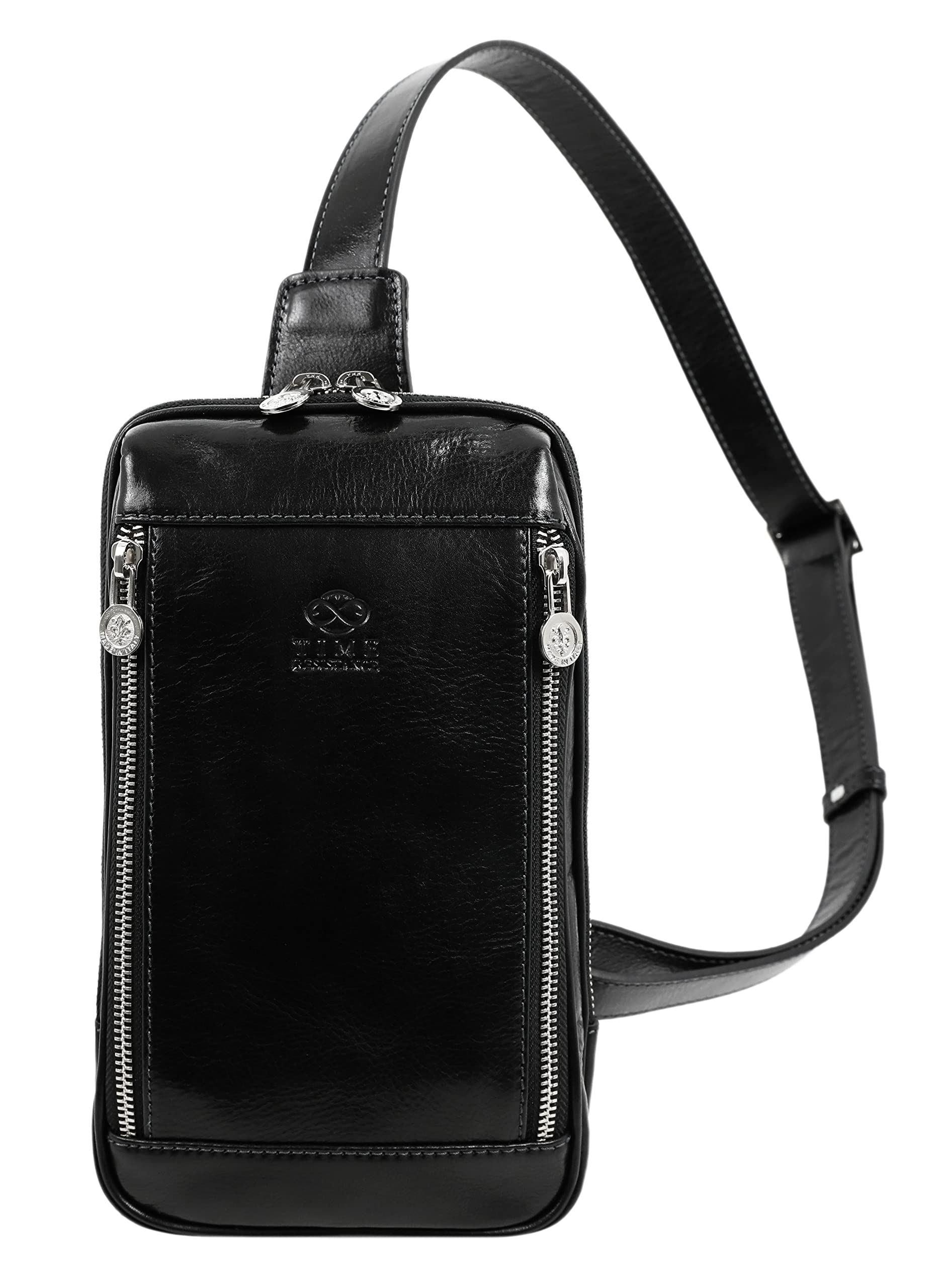 Leather Crossbody Bag - Brown Sling Bag - Messenger for Men and Women - Handmade Shoulder Bag Backpack (Black)