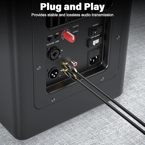 Miniatura 4 de J&D Audiophiles - Cable RCA de 24 AWG 2RCA macho a 2RCA macho, cable de audio de interconexión estéreo chapado en oro para cine en casa, televisión