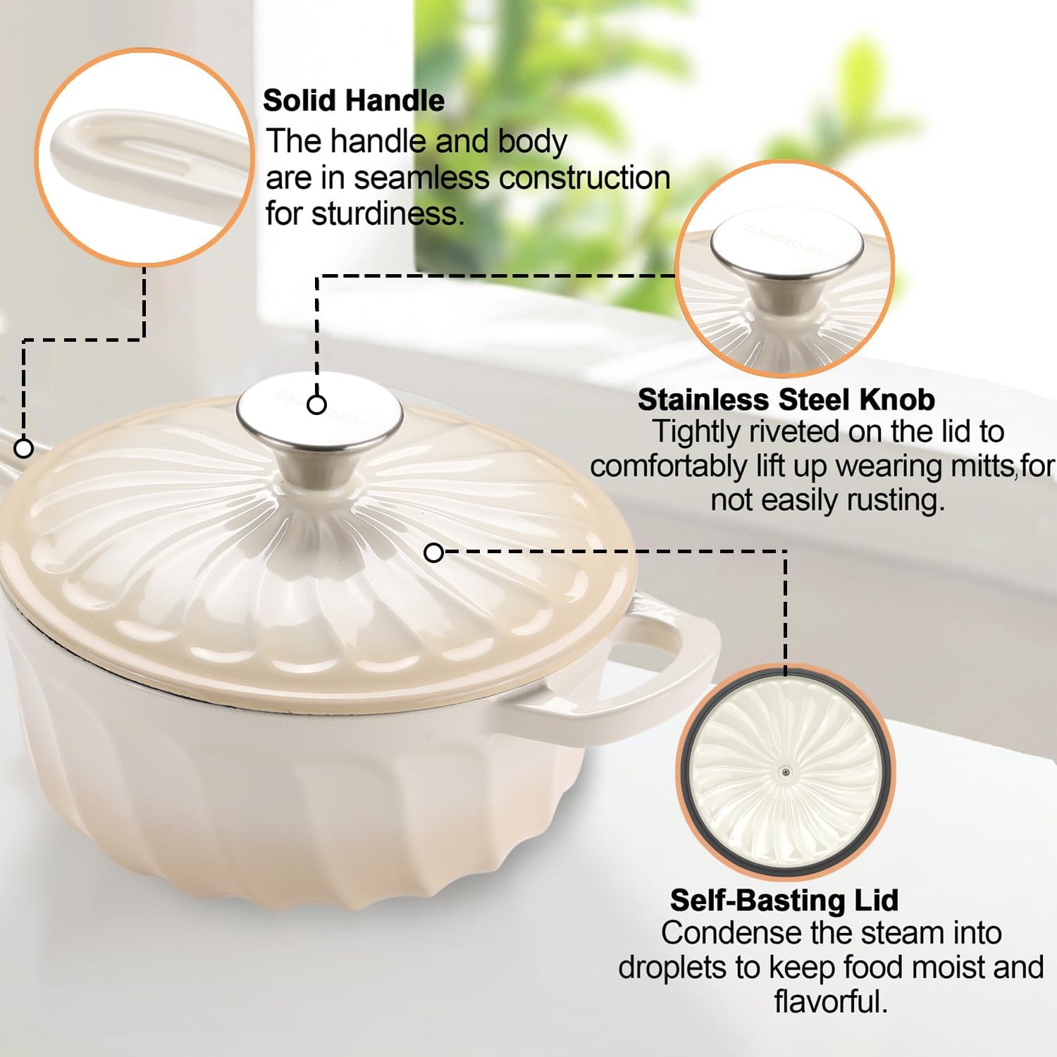 Enameled Cast Iron Sauce Pan with Lid, 2 Quart Saucepan with Lid image 4