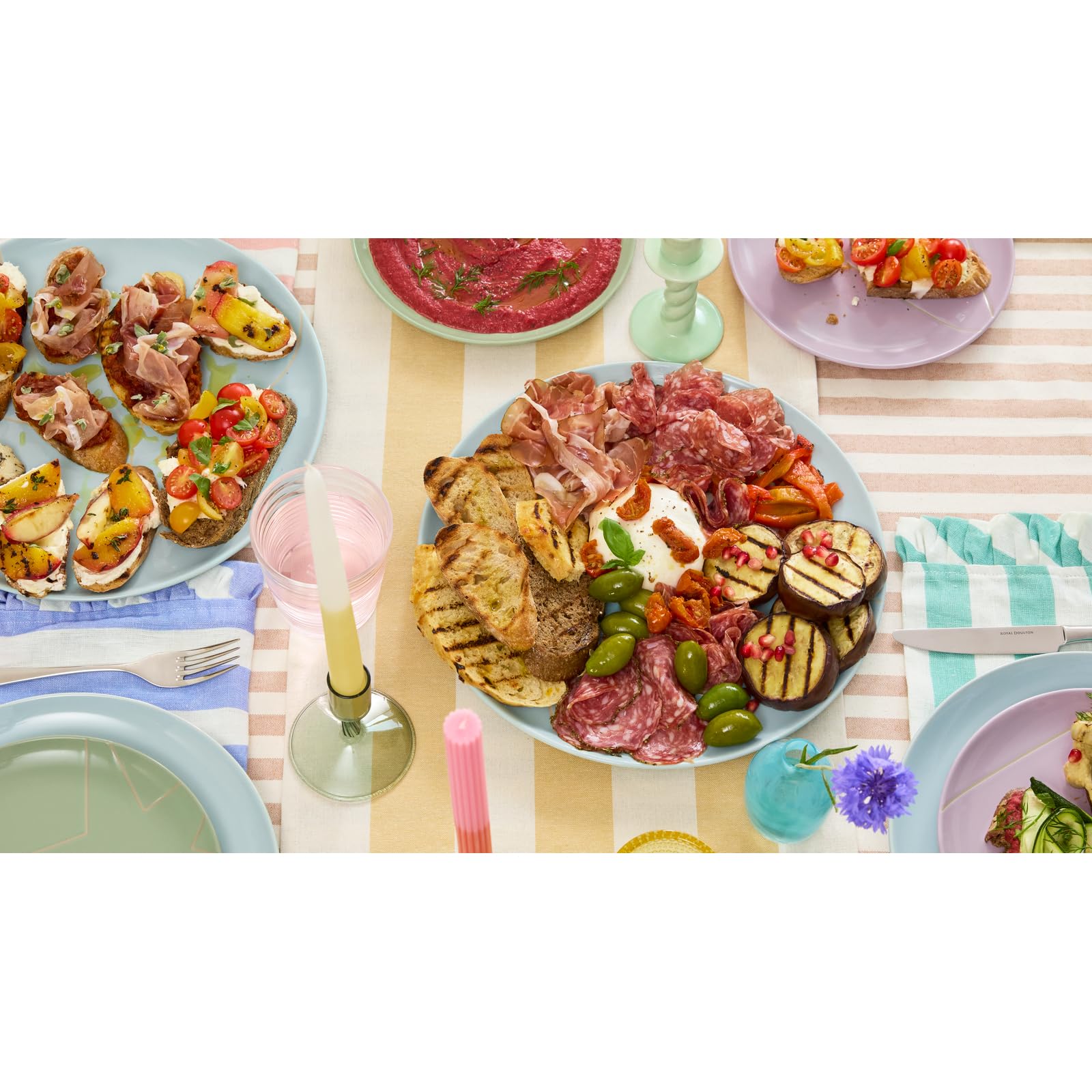 Royal Doulton Tilly Ramsay 1081176 - Set di 4 piatti in gres, colore: Blu