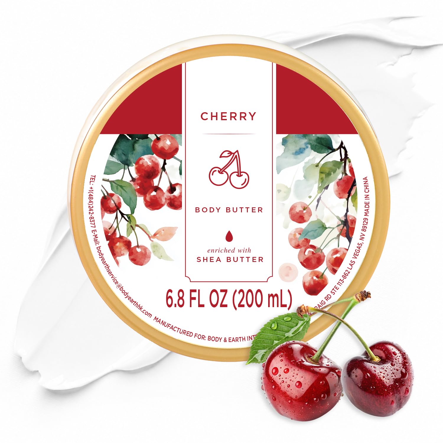 Cherry Body Butter for Women, Cherry Lotion for Body Moisturizers 6.8FlOz